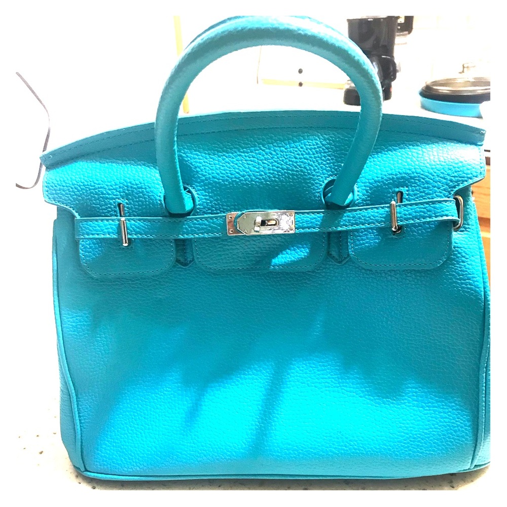 Turquoise Hermes looking handbag